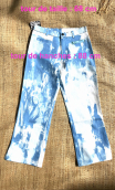 Pantacourt Vintage ciel. Taille 36. Coton stretch imprimé ciel blanc