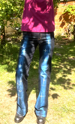 Pantalon Saxo. Constellations. Taille 36 Denim Stretch. Artisanal