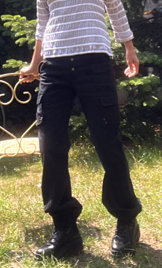 Pantalon Baggy. Gros coton noir. Stretch. Taille 40, pièce unique