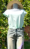 Top Arp. Mini piqué de coton Tilleul, vert pastel. Sans manche, loose