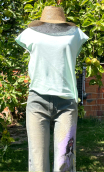 Top Arp. Mini piqué de coton Tilleul, vert pastel. Sans manche, loose