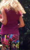 Top Arp Pastilles fuchsia. Jersey jacquard coton. Sans manche, loose