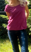 Top Arp Pastilles fuchsia. Jersey jacquard coton. Sans manche, loose