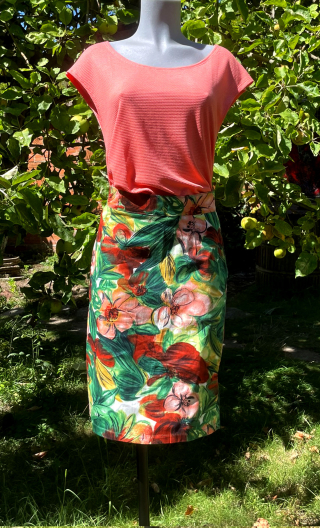Jupe le Neon rose imprimé Garden Song vert Coton