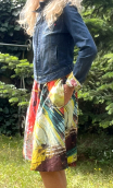 Blouson zippé. Denim. Taille 36. Ajusté et court