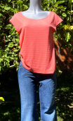 Top Arp. Nid d'abeille. Corail. Sans manche, jersey loose