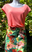 Top Arp. Nid d'abeille. Corail. Sans manche, jersey loose