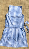 Robe Jersey Vichy ciel. Blousante, ceinture, sans manche