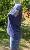Top Arp. Coton flammé. Bleu jean. Sans manche, loose