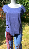 Top Arp. Coton flammé. Bleu jean. Sans manche, loose