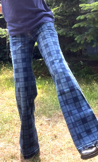 Pantalon Crimson. Carreaux. Taille 38. Denim imprimé. Pat d'eph