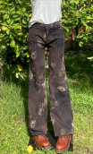 Pantalon Saxo. Stripes and FLock, imprimé marron noir fleurs. Petit