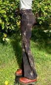 Pantalon Saxo. Stripes and FLock, imprimé marron noir fleurs. Petit