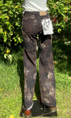 Pantalon Saxo. Stripes and FLock, imprimé marron noir fleurs. Petit