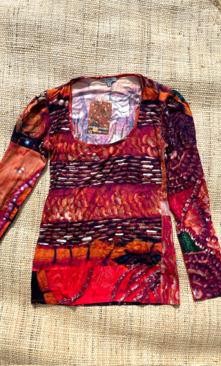 Top Le Sortilège. Alibaba. Printed viscose Jersey. Unique, size 3