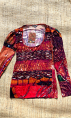 Top Le Sortilège. Alibaba. Printed viscose Jersey. Unique, size 3