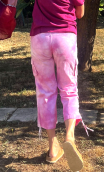 Baggy court Trinidad, Tie and dye rose V. Coton. Taille 36
