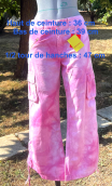 Baggy court Trinidad, Tie and dye rose V. Coton. Taille 36