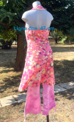  La Sauterelle. Pschitt rose. Taille 38. Dos nu coton imprimé rose