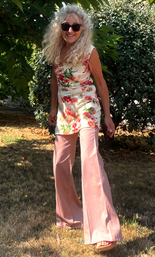 Tunique Anémones. Viscose imprimée fleurs, robe courte petite