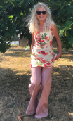 Tunique Anémones. Viscose imprimée fleurs, robe courte petite