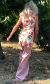 Tunique Anémones. Viscose imprimée fleurs, robe courte petite