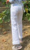Pantalon Saxo. Blanc. Taille 40. Jean 5-poches, coton stretch, droit