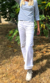 Pantalon Saxo. Blanc. Taille 40. Jean 5-poches, coton stretch, droit