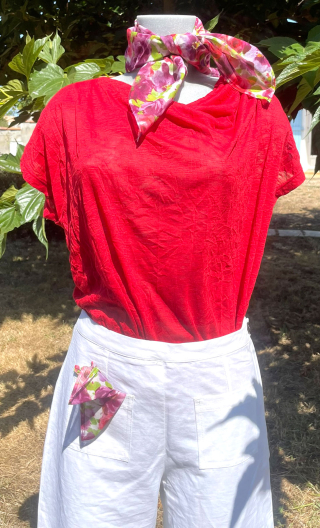 Foulard Bandana. Toscane. 55x55 cm imprimé fleurs