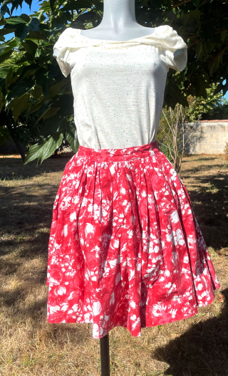 Jupe Tutu. Fleurs impressionnistes. Froncée, coton imprimé