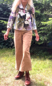 Veste Audrey. Années 30. Taille 38. Courte.Velours imprimé doublé