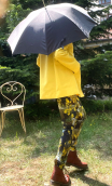 Petite Parka Plume. Jaune Curry. Imperméable, trapèze, femme petite