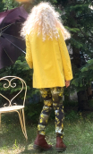 Petite Parka Plume. Jaune Curry. Imperméable, trapèze, femme petite