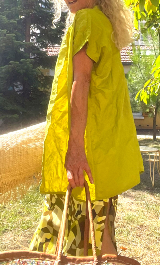 Kimono Indira. Girly citron vert. Veste non doublée hippy chic