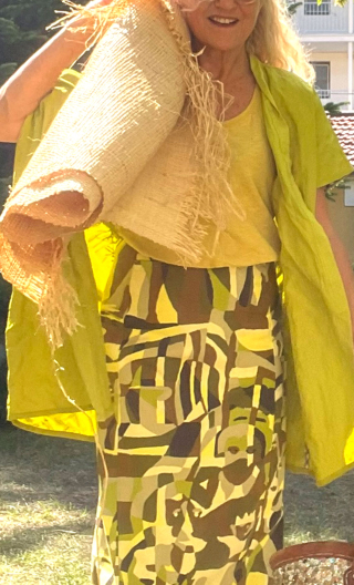 Kimono Indira. Girly citron vert. Veste non doublée hippy chic