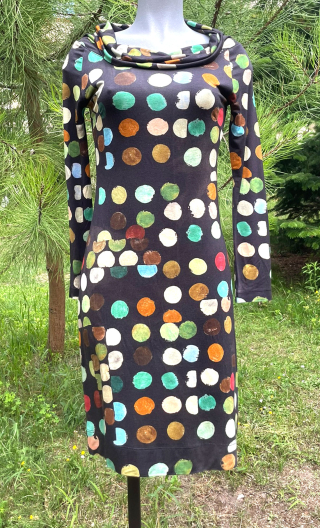 Robe Philomène imprimé Balles Trap. Jersey viscose ajusté