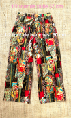 Pantalon Croisière. Velours persan, large, 7/8ème. Imprimé, taille 40