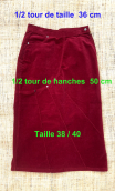 Jupe Diamond. Velours bordeaux. Taille 38/40, stretch, droite, ajustée