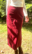 Jupe Diamond. Velours bordeaux. Taille 38/40, stretch, droite, ajustée