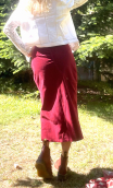 Jupe Diamond. Velours bordeaux. Taille 38/40, stretch, droite, ajustée