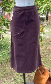 Jupe Diamond. Velours café. Taille 36, stretch, droite, ajustée