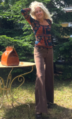 Pantalon Crimson. Marron. Taille 38. Coton marron stretch. Pat d'eph