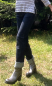 Pantalon Elvis. Denim black. Grand Palais jaune. Jean stretch, Taille 38