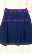 Jupe Route 66. Denim bleu marine. Plissée. Taille 38