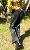 Pantalon Saxo. Empreintes. Gris noir. Taille 40. Denim imprimé tie and dye