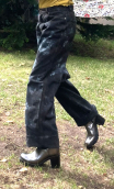 Pantalon Saxo. Empreintes. Gris noir. Taille 40. Denim imprimé tie and dye