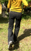 Pantalon Saxo. Comètes. Taille 36. Denim Stretch marron. Artisanal