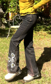 Pantalon Saxo. Comètes. Taille 36. Denim Stretch marron. Artisanal
