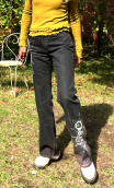 Pantalon Saxo. Comètes. Taille 36. Denim Stretch marron. Artisanal