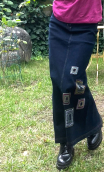 Jupe longue. Denim Patch. Taille 36, Fente dos, broderies ethniques